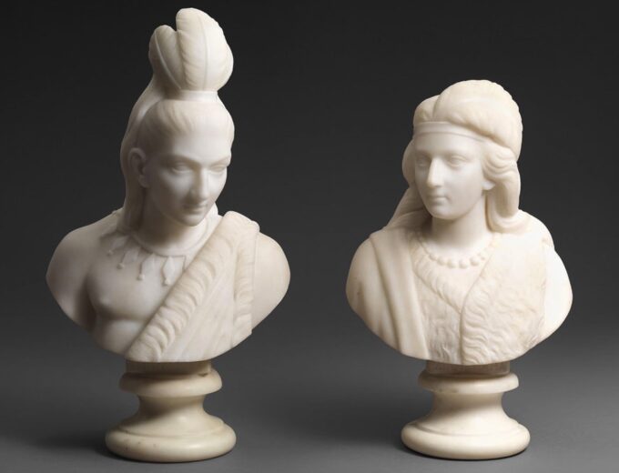 hiawatha and  minnehaha statues